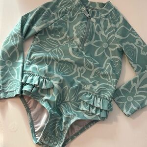 Carter's Girl Bathing Suit | Swim Rashguard Aqua Floral | Toddler